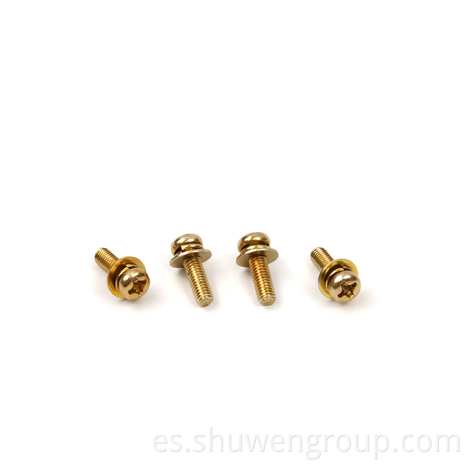 Gold Sems Screws with Spring Washers